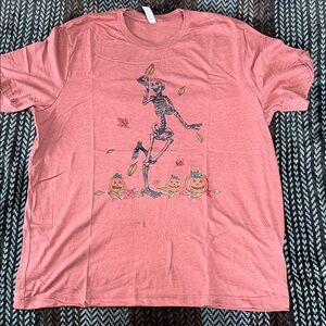 Rust Colored Skeleton Halloween T-Shirt